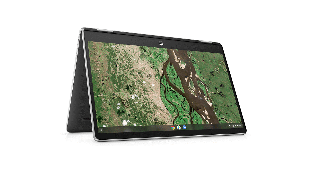 Das HP Chromebook x360 14b-cb0315ng: Ein leistungsstarkes Laptop-Convertible mit Touchscreen-Display, Intel Celeron Prozessor, 4 GB RAM, 64 GB eMMC-Speicher und langen Akkulaufzeit.