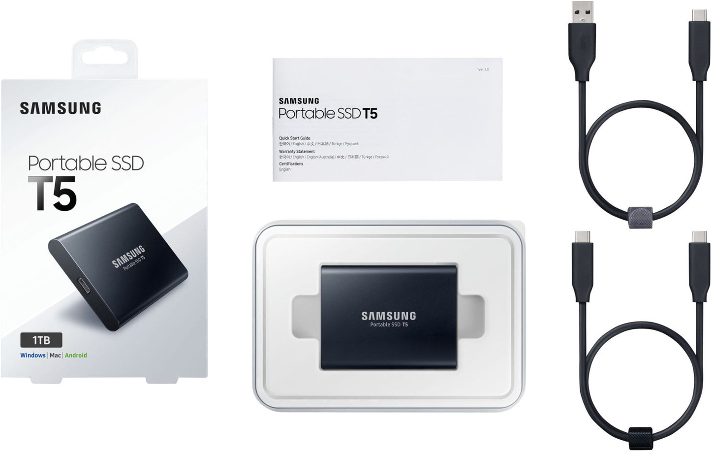SAMSUNG SSD portátil T5 1TB SSD / Externo / Negro